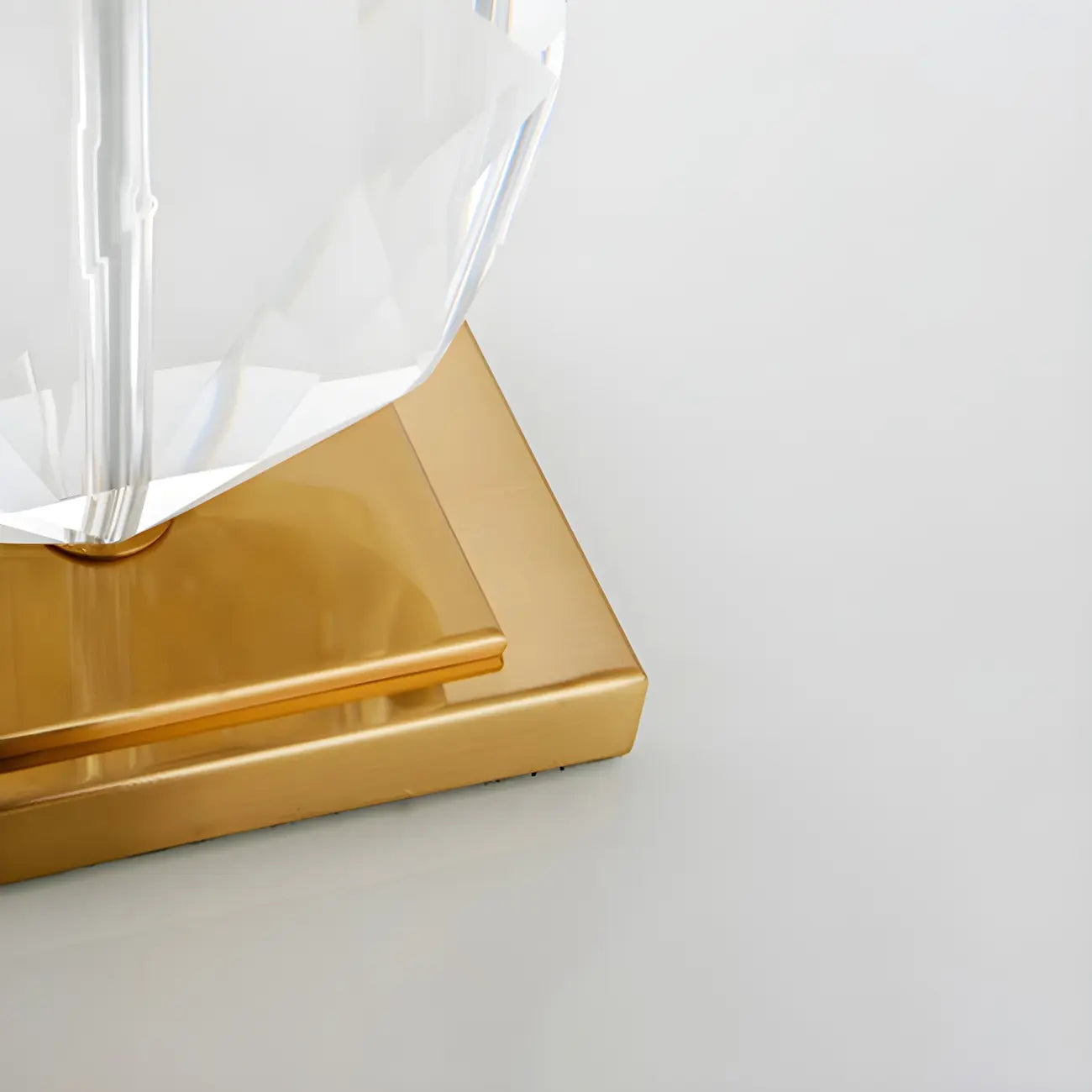 Luxury Crystal Bedside Lamp Beige Rectangle Shade