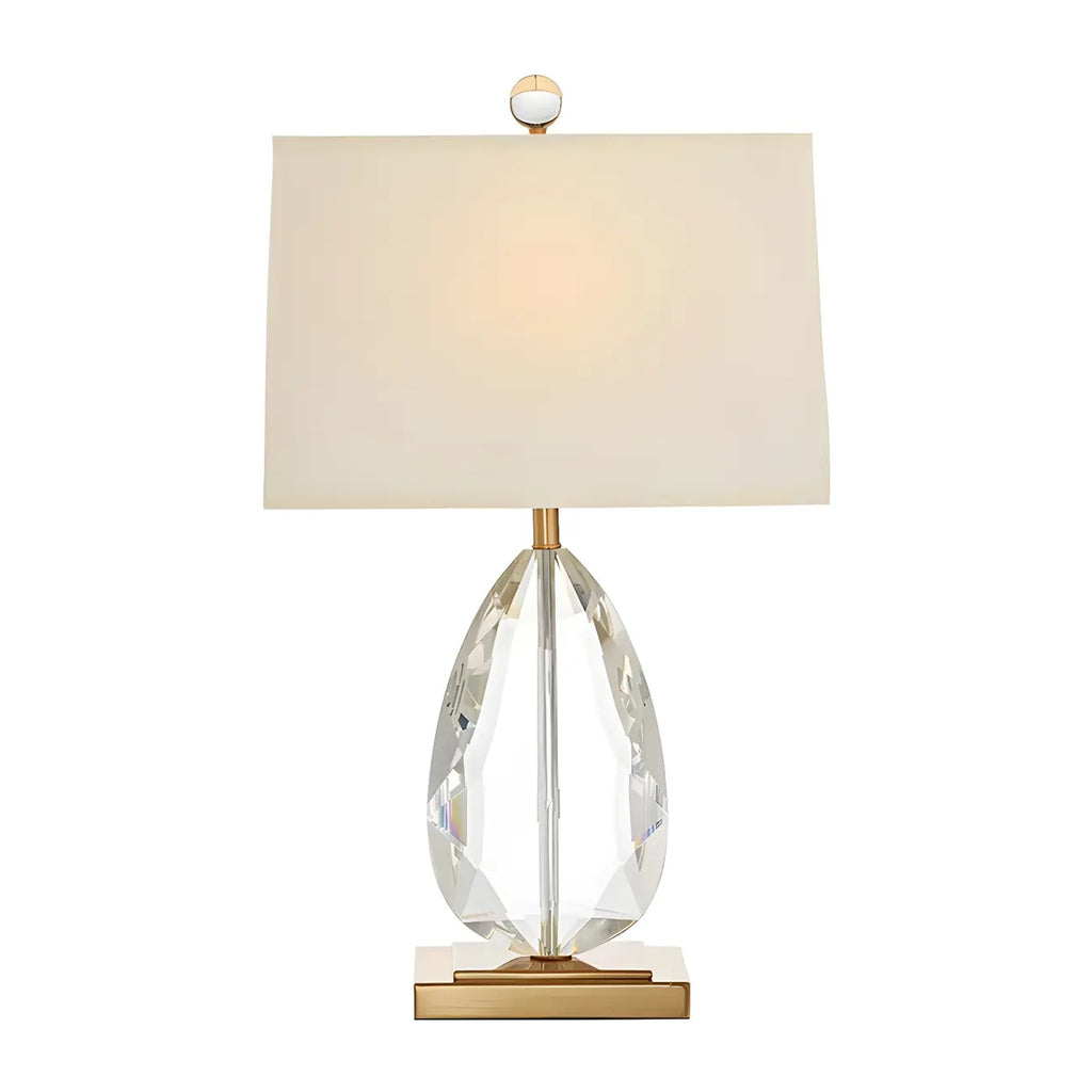 Luxury Crystal Bedside Lamp Beige Rectangle Shade