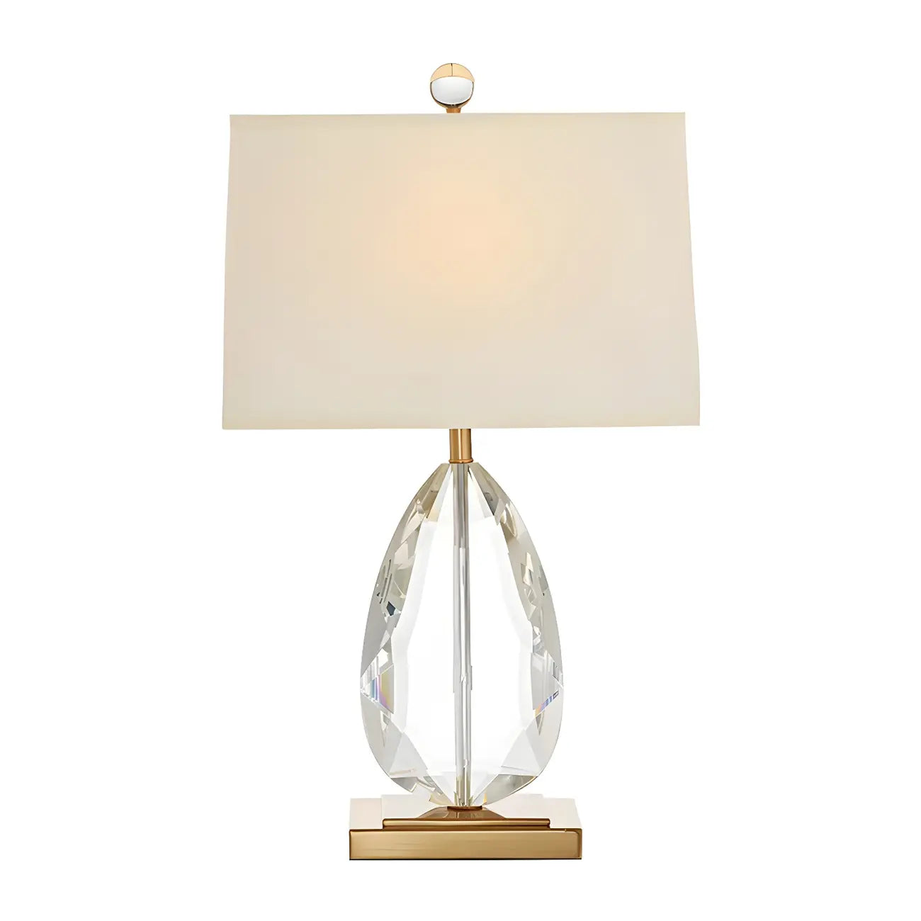 Luxury Crystal Bedside Lamp Beige Rectangle Shade