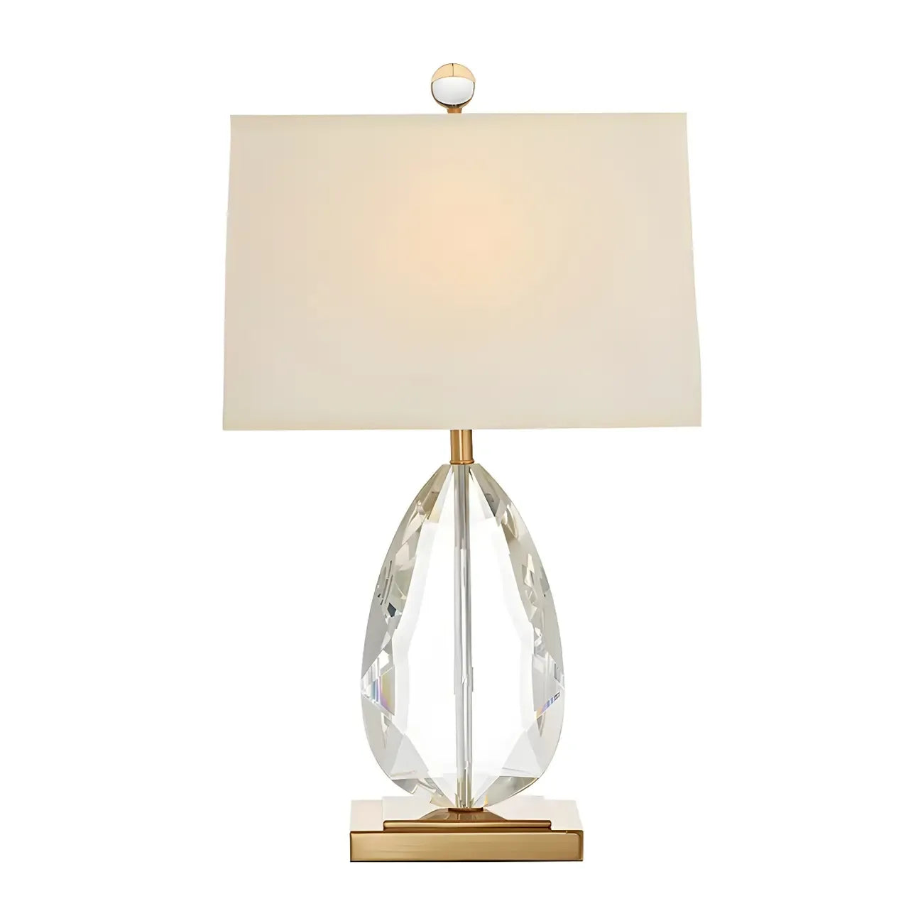 Luxury Crystal Bedside Lamp Beige Rectangle Shade