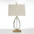 Luxury Crystal Bedside Lamp Beige Rectangle Shade