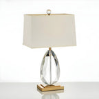 Luxury Crystal Bedside Lamp Beige Rectangle Shade
