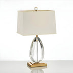 Luxury Crystal Bedside Lamp Beige Rectangle Shade