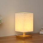 Rustic Rectangle Wooden Table Lamp for Bedroom