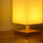 Rustic Rectangle Wooden Table Lamp for Bedroom