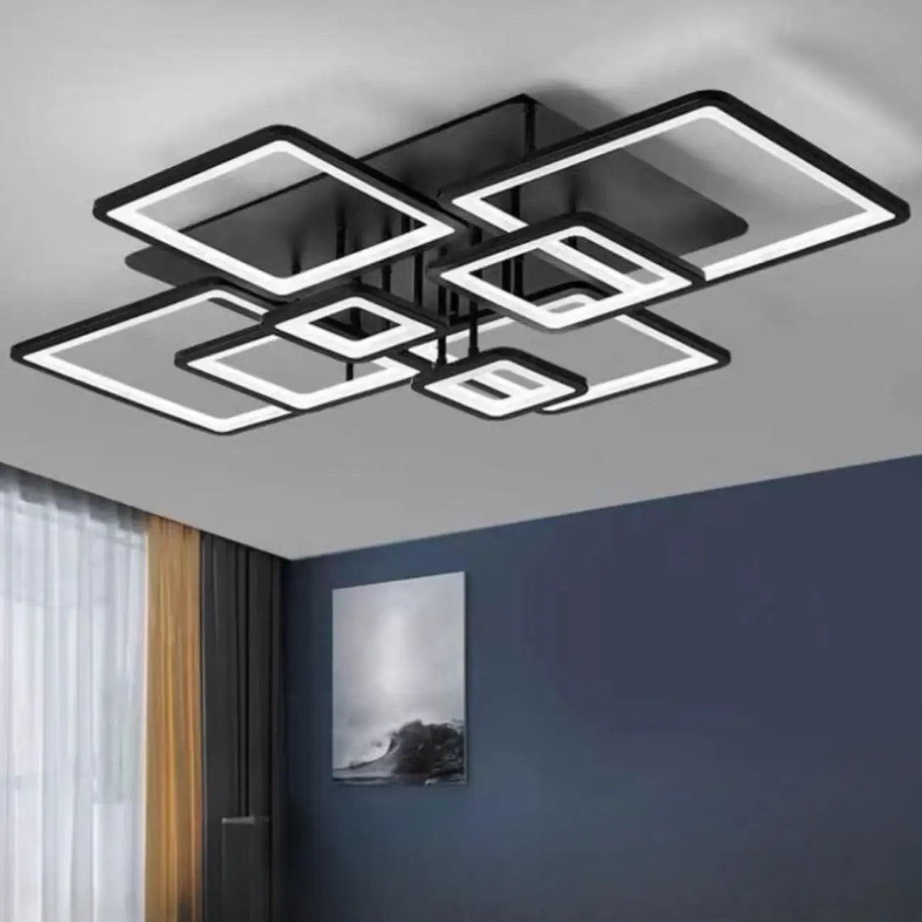 Square LED Semi Flush Ceiling Light Fixture for Living Room