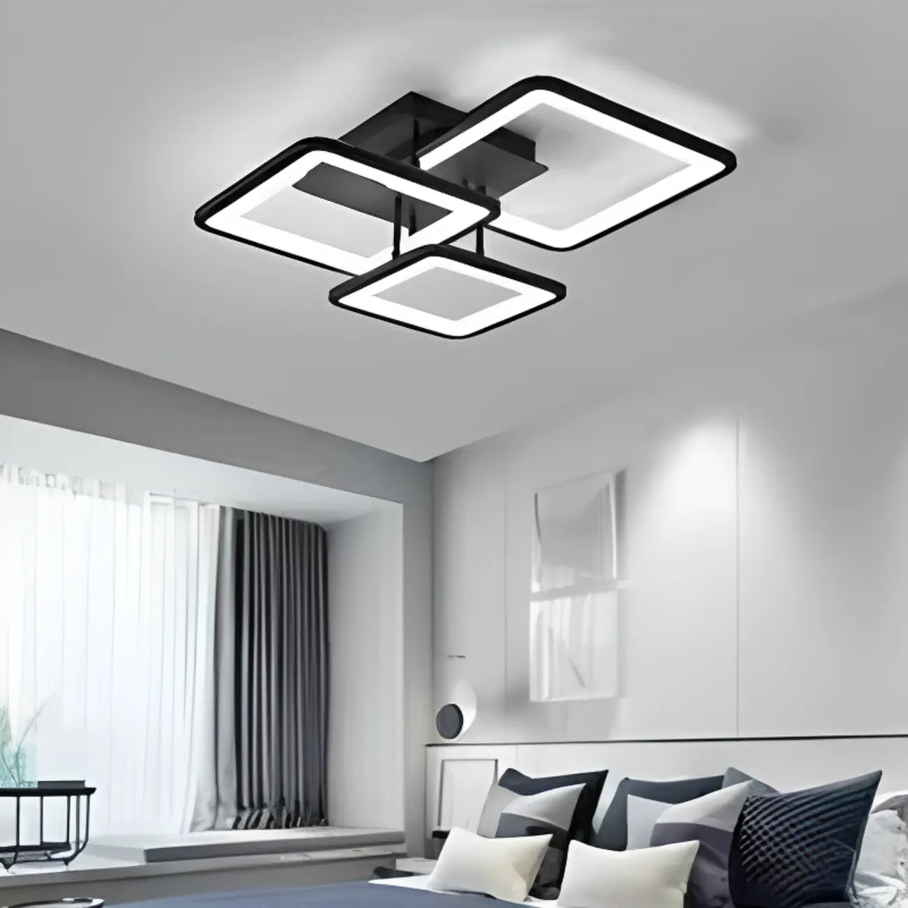 Square LED Semi Flush Ceiling Light Fixture for Living Room