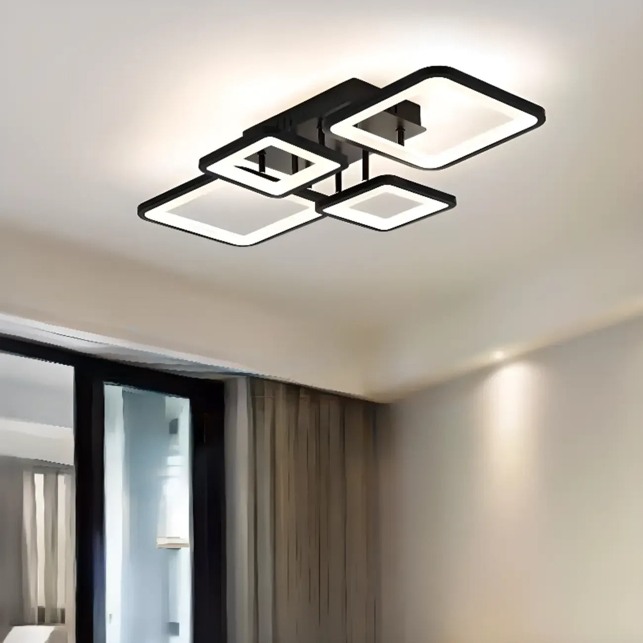 Square LED Semi Flush Ceiling Light Fixture for Living Room