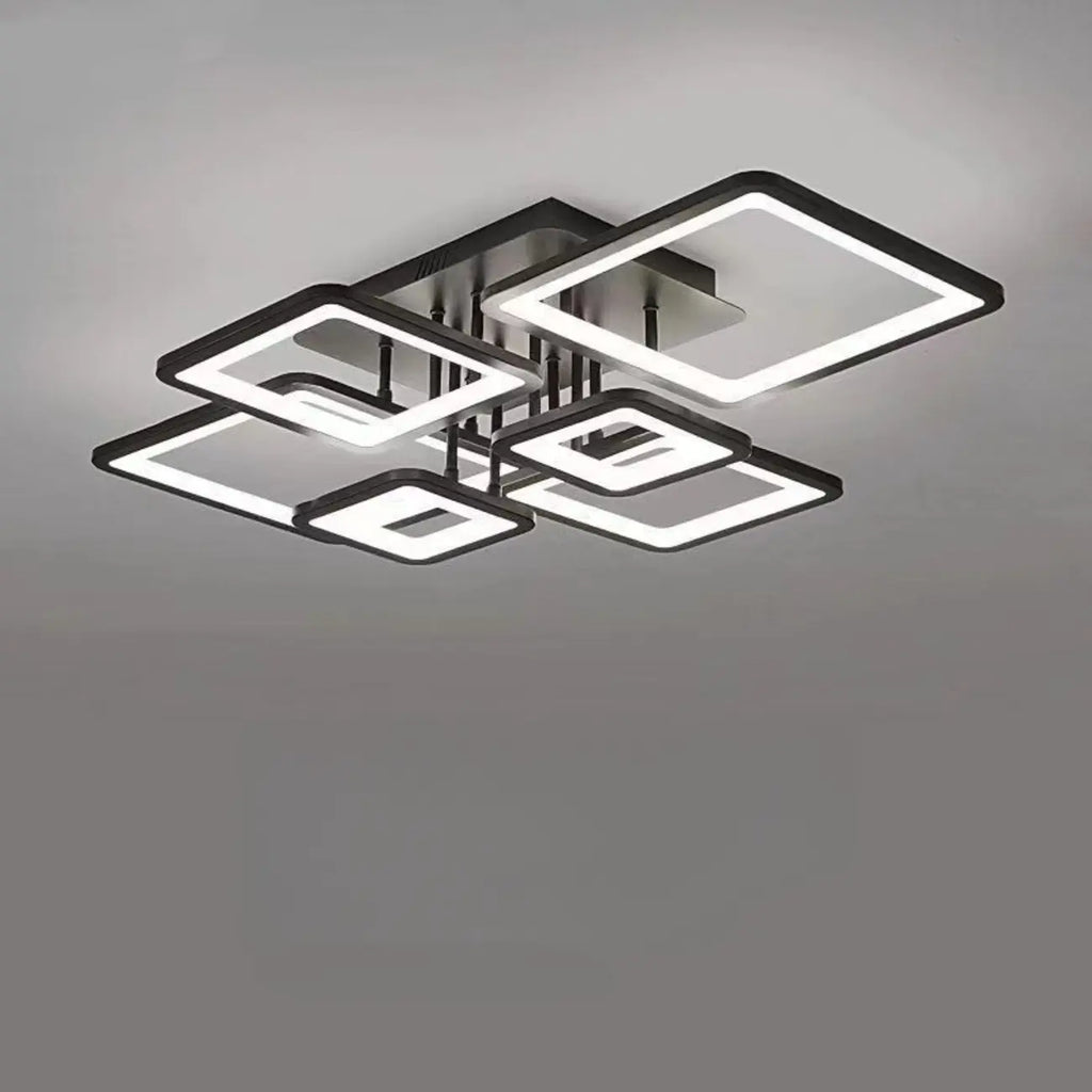 Square LED Semi Flush Ceiling Light Fixture for Living Room