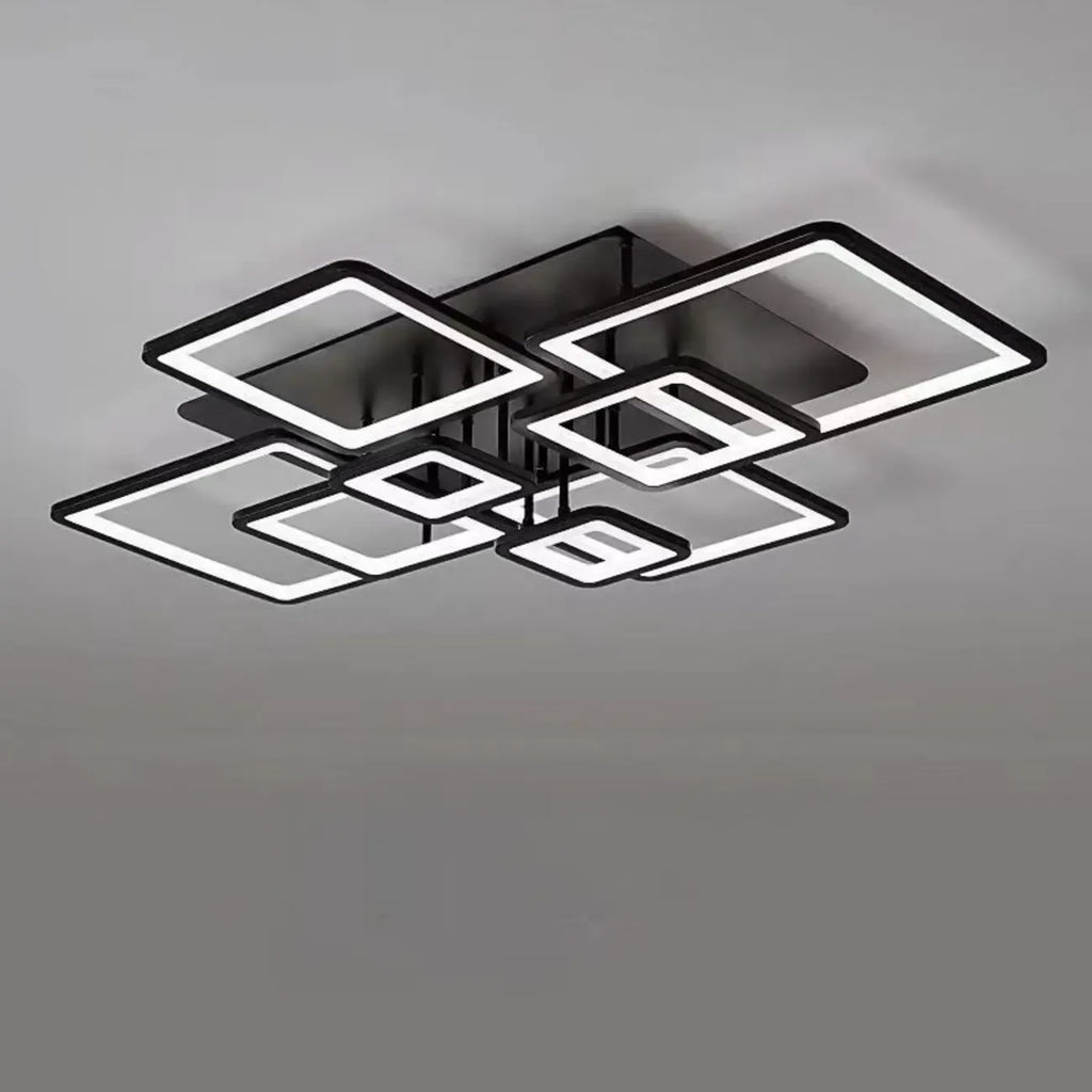 Square LED Semi Flush Ceiling Light Fixture for Living Room