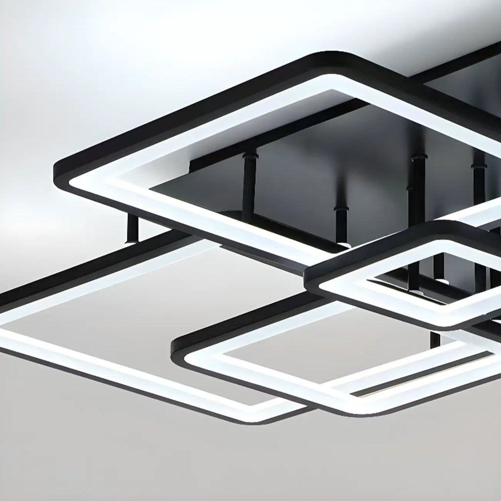 Square LED Semi Flush Ceiling Light Fixture for Living Room