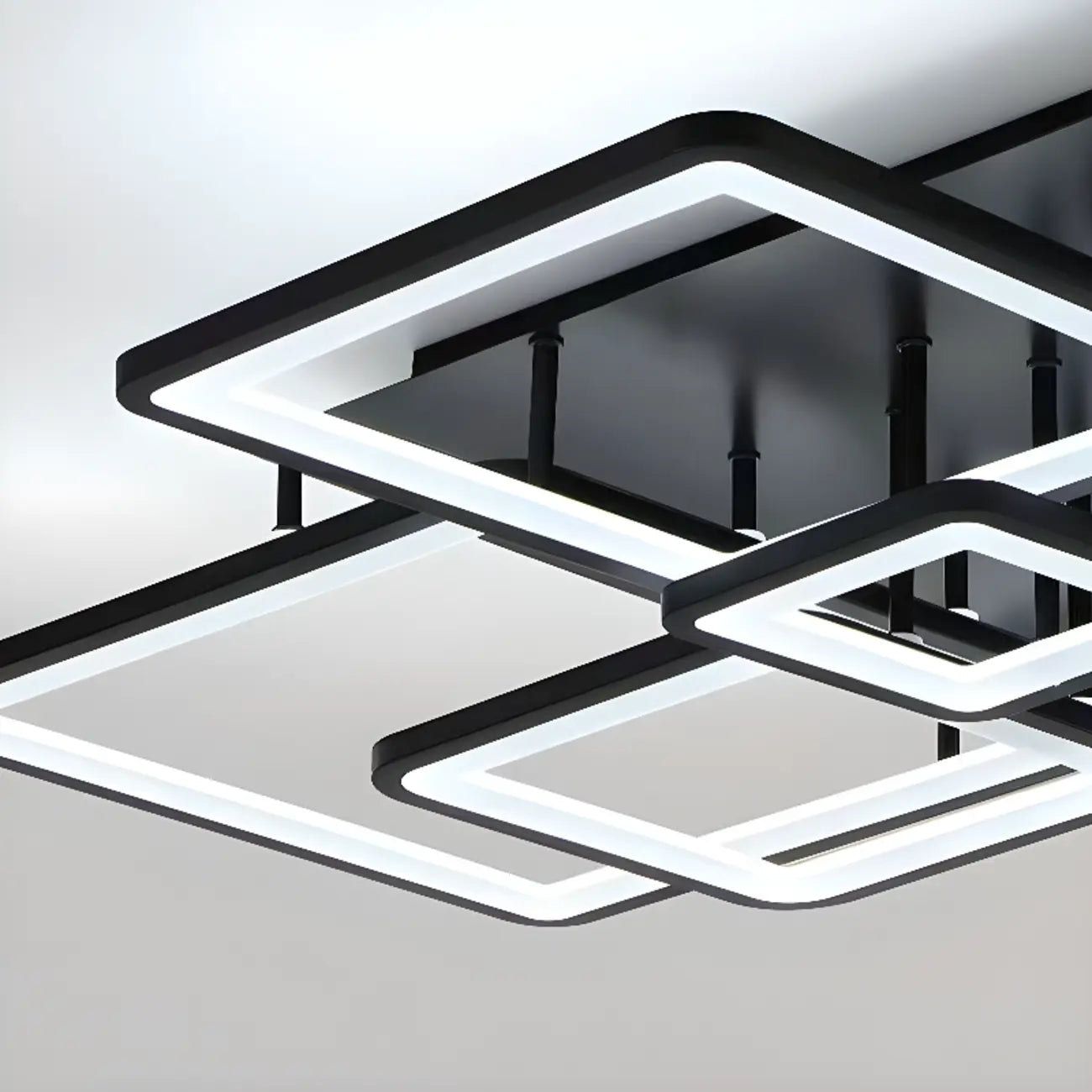 Square LED Semi Flush Ceiling Light Fixture for Living Room