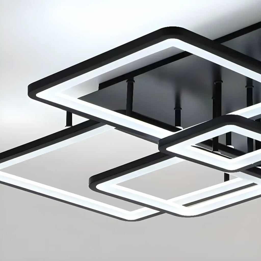 Square LED Semi Flush Ceiling Light Fixture for Living Room