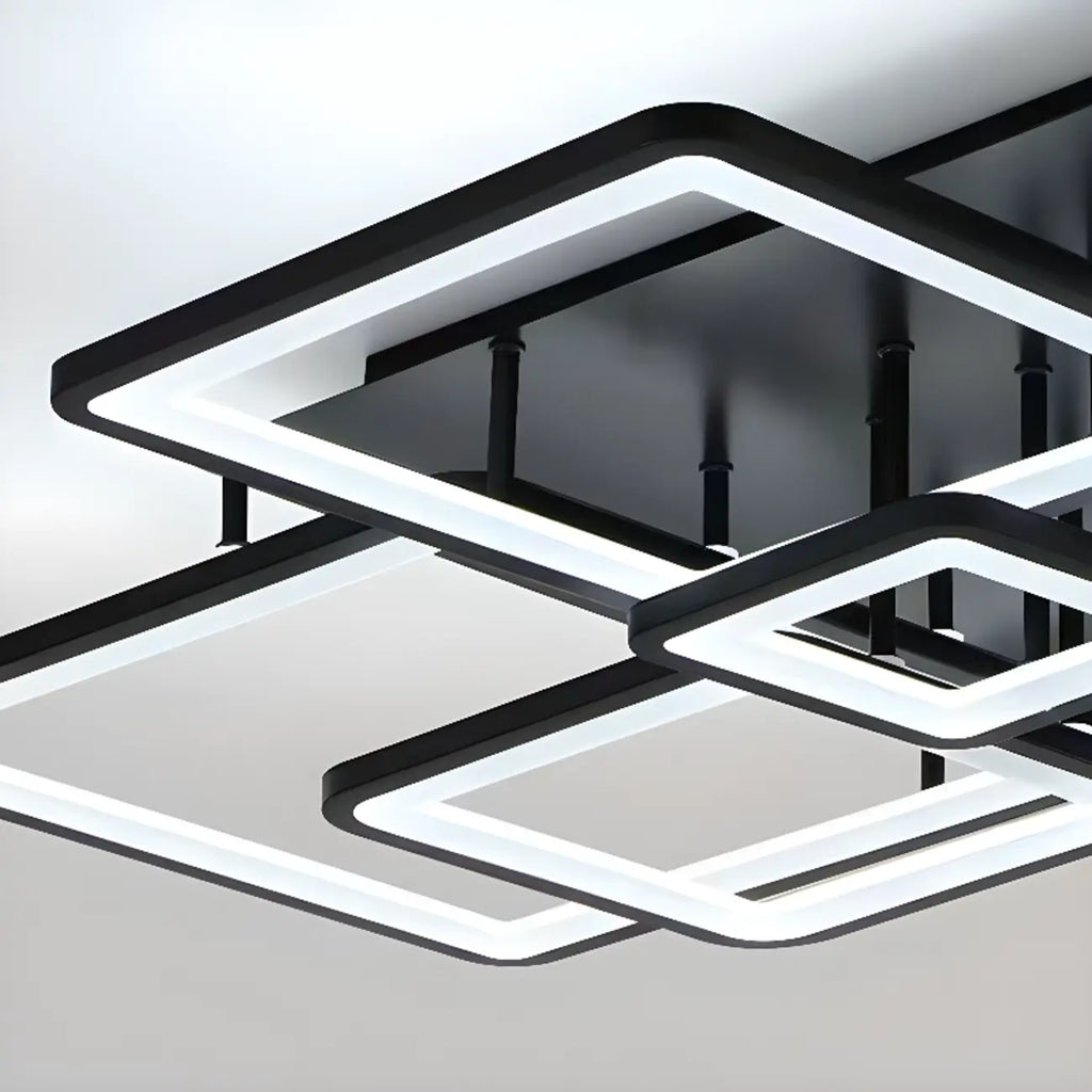 Square LED Semi Flush Ceiling Light Fixture for Living Room