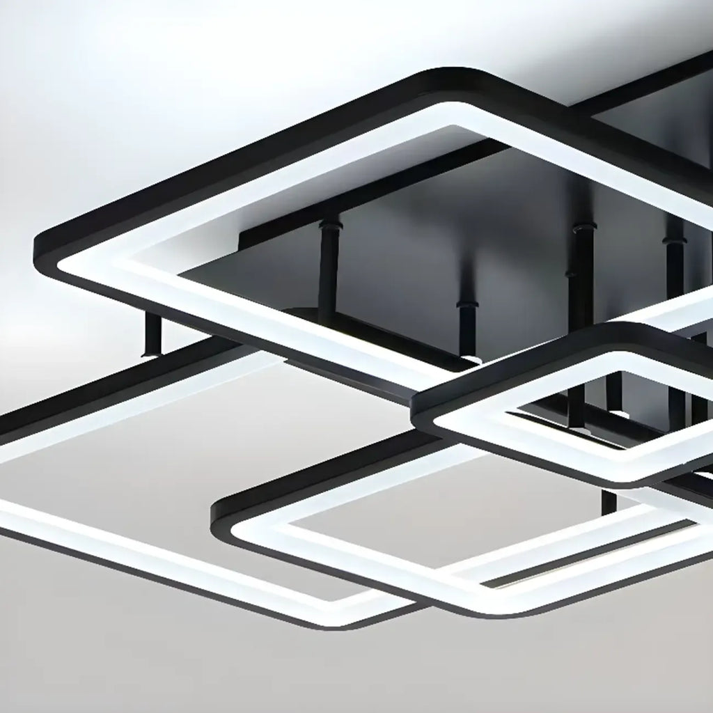 Square LED Semi Flush Ceiling Light Fixture for Living Room