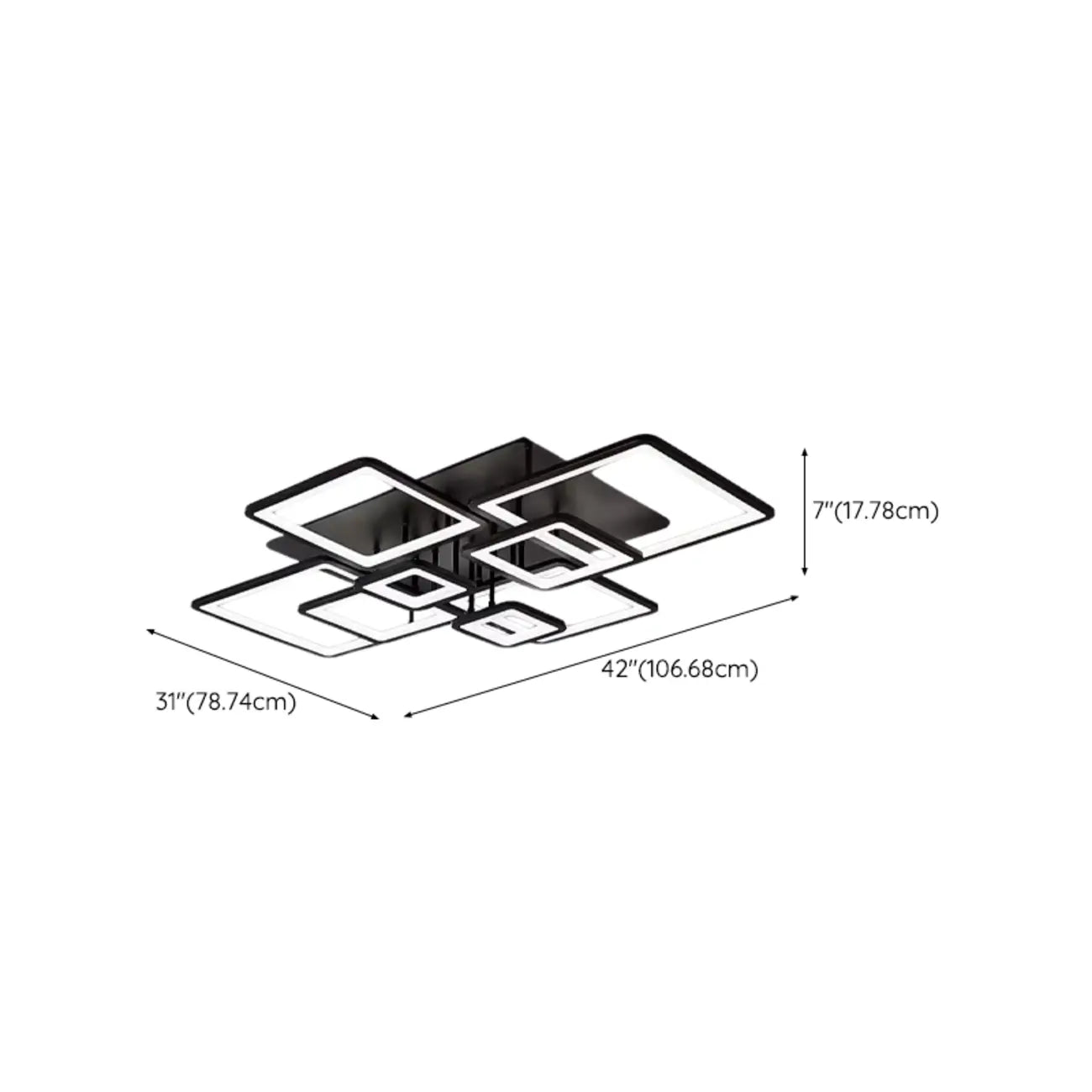 Square LED Semi Flush Ceiling Light Fixture for Living Room