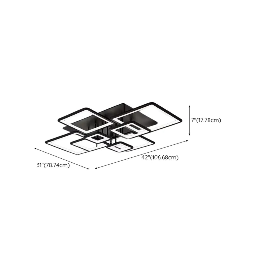 Square LED Semi Flush Ceiling Light Fixture for Living Room