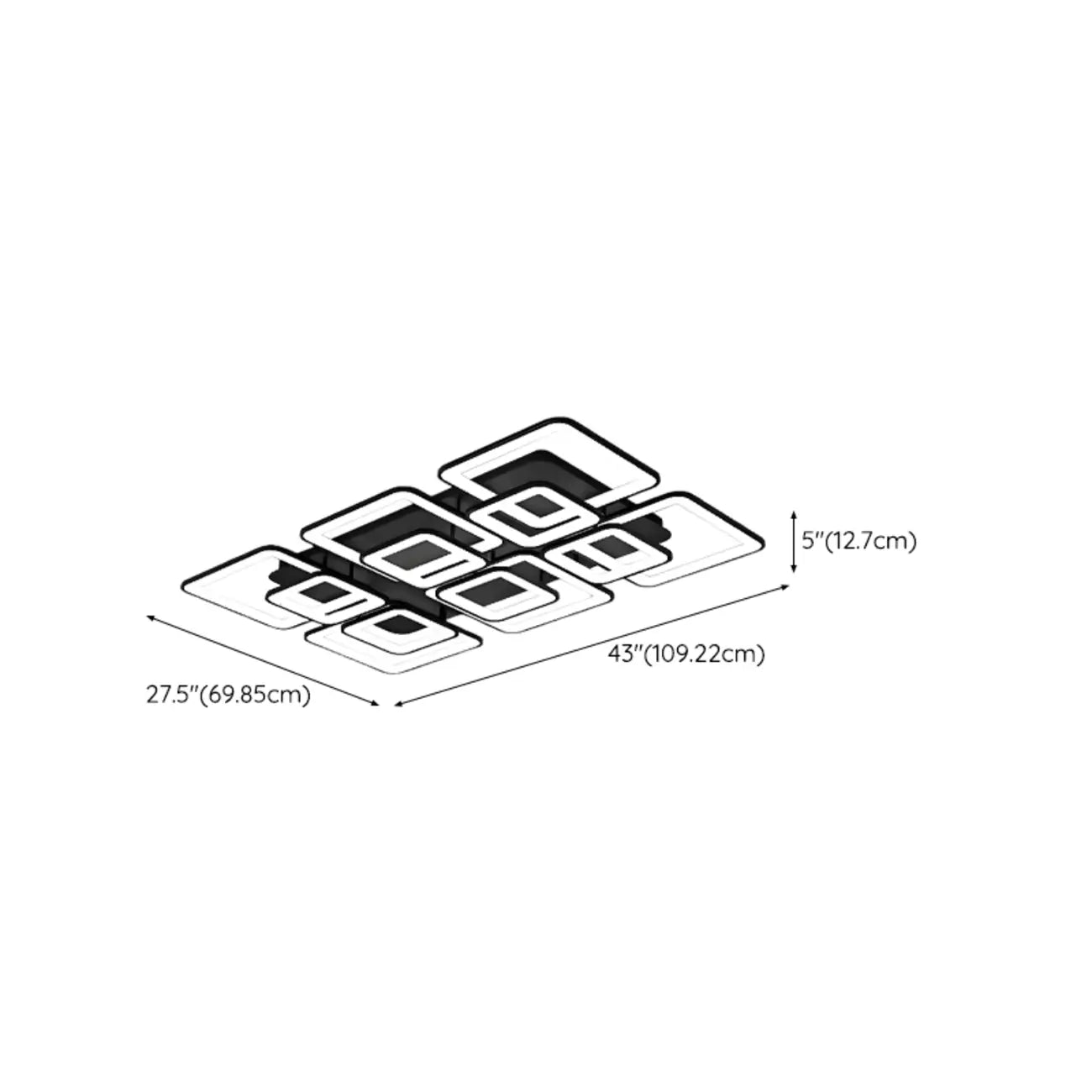 Square LED Semi Flush Ceiling Light Fixture for Living Room