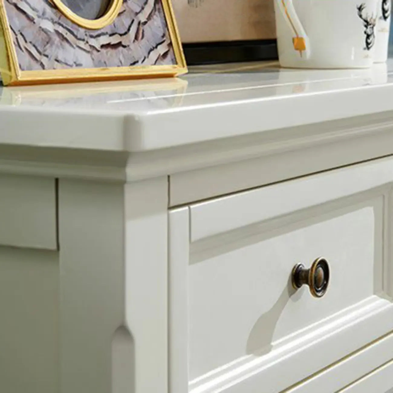 Contemporary White Wooden Double Dresser