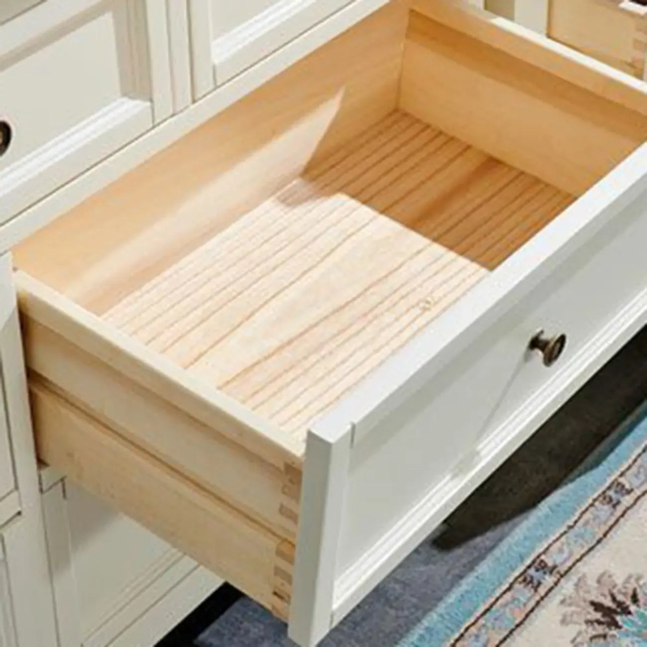 Contemporary White Wooden Double Dresser