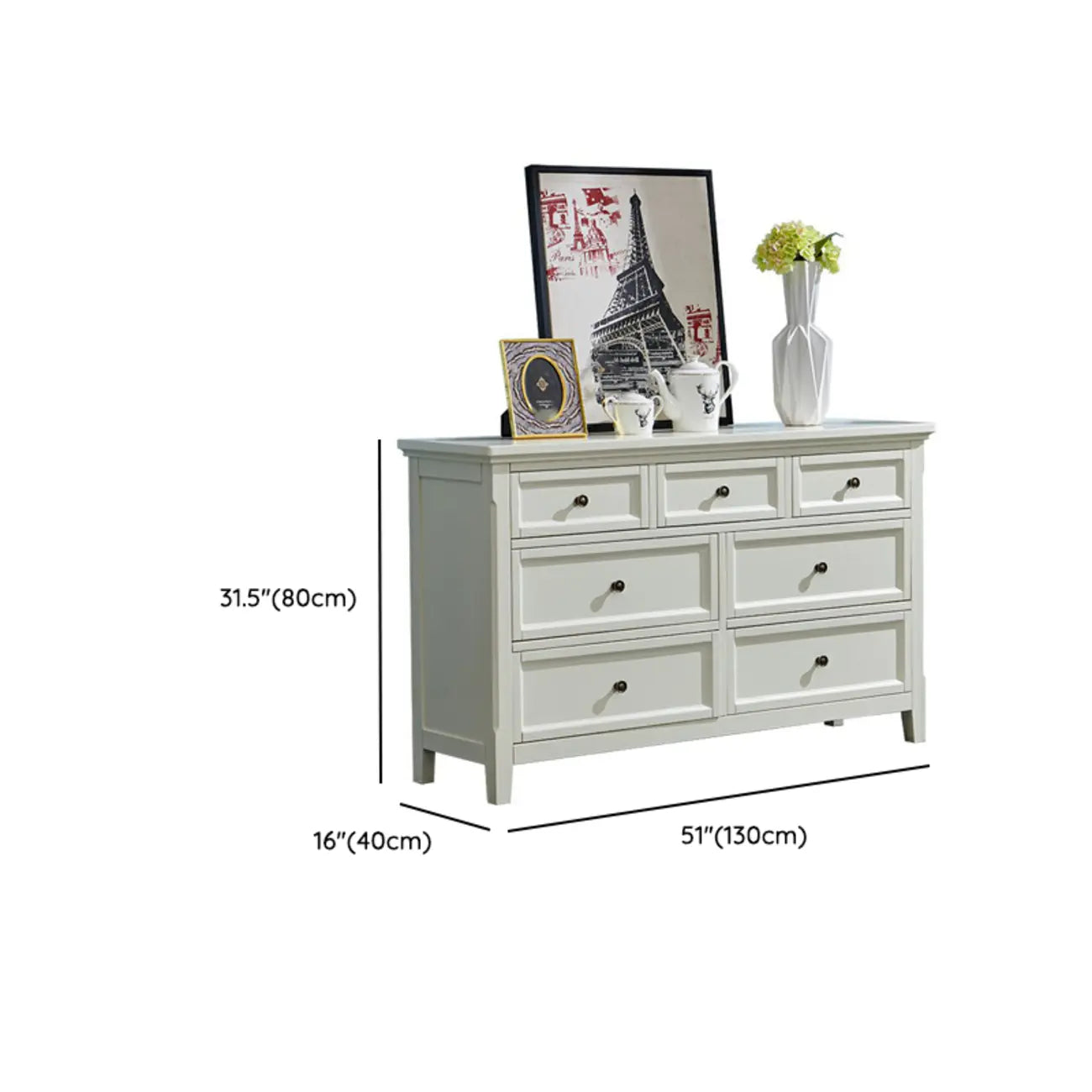 Contemporary White Wooden Double Dresser