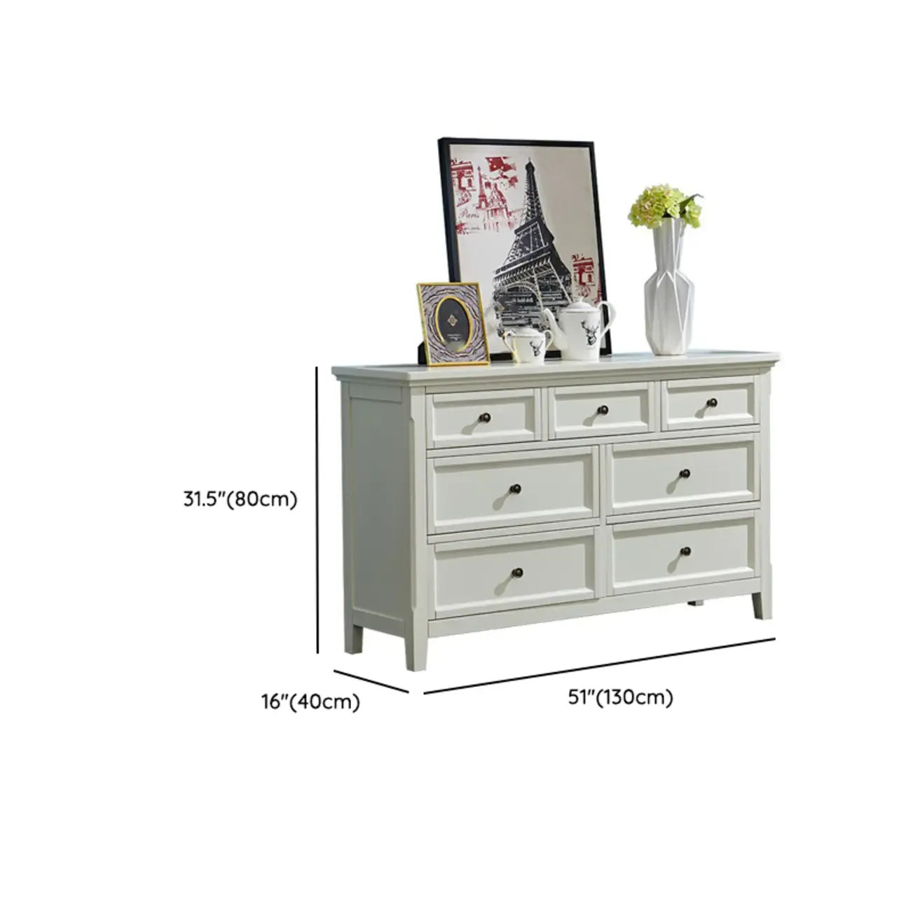 Contemporary White Wooden Double Dresser