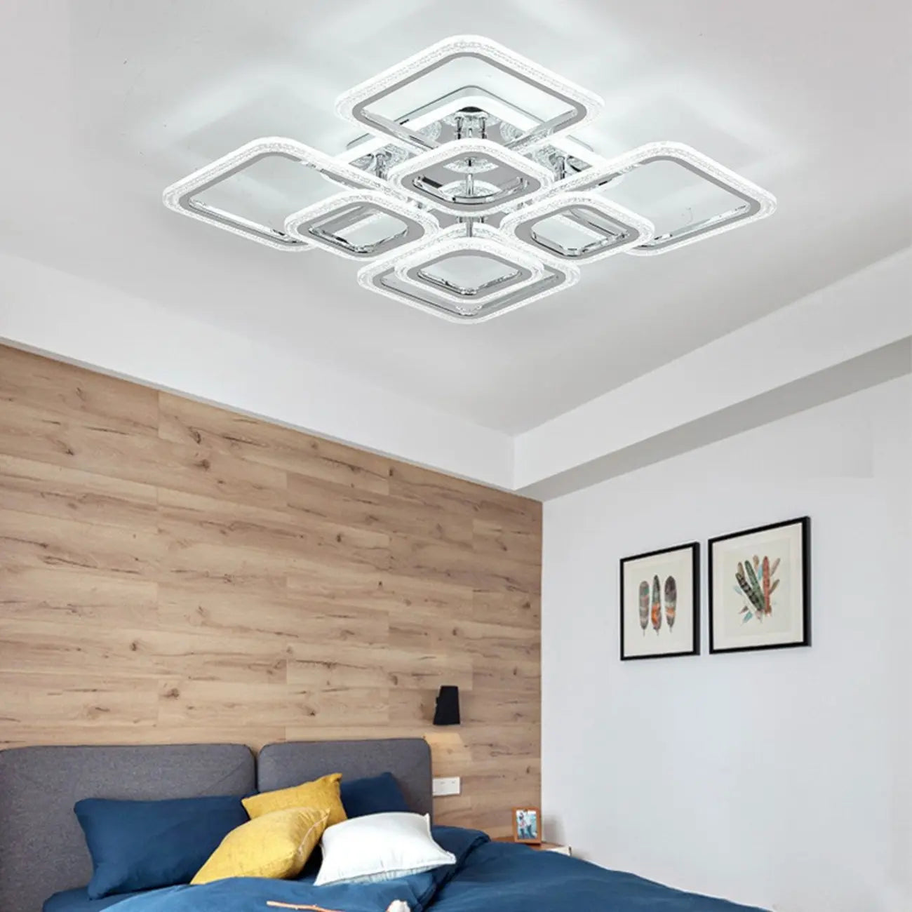 Modern Square LED Semi-Flush Ceiling Light for Living Room