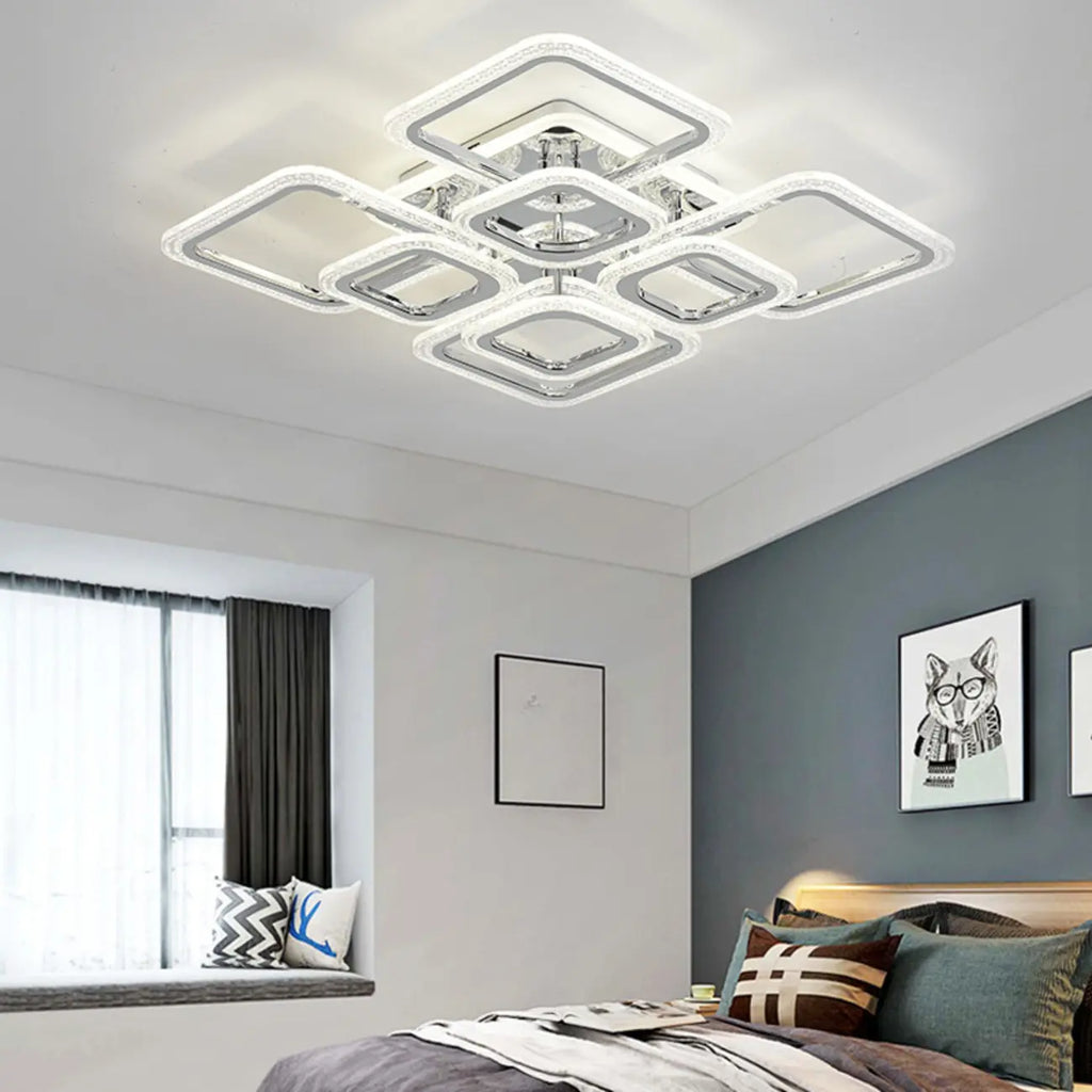 Modern Square LED Semi-Flush Ceiling Light for Living Room