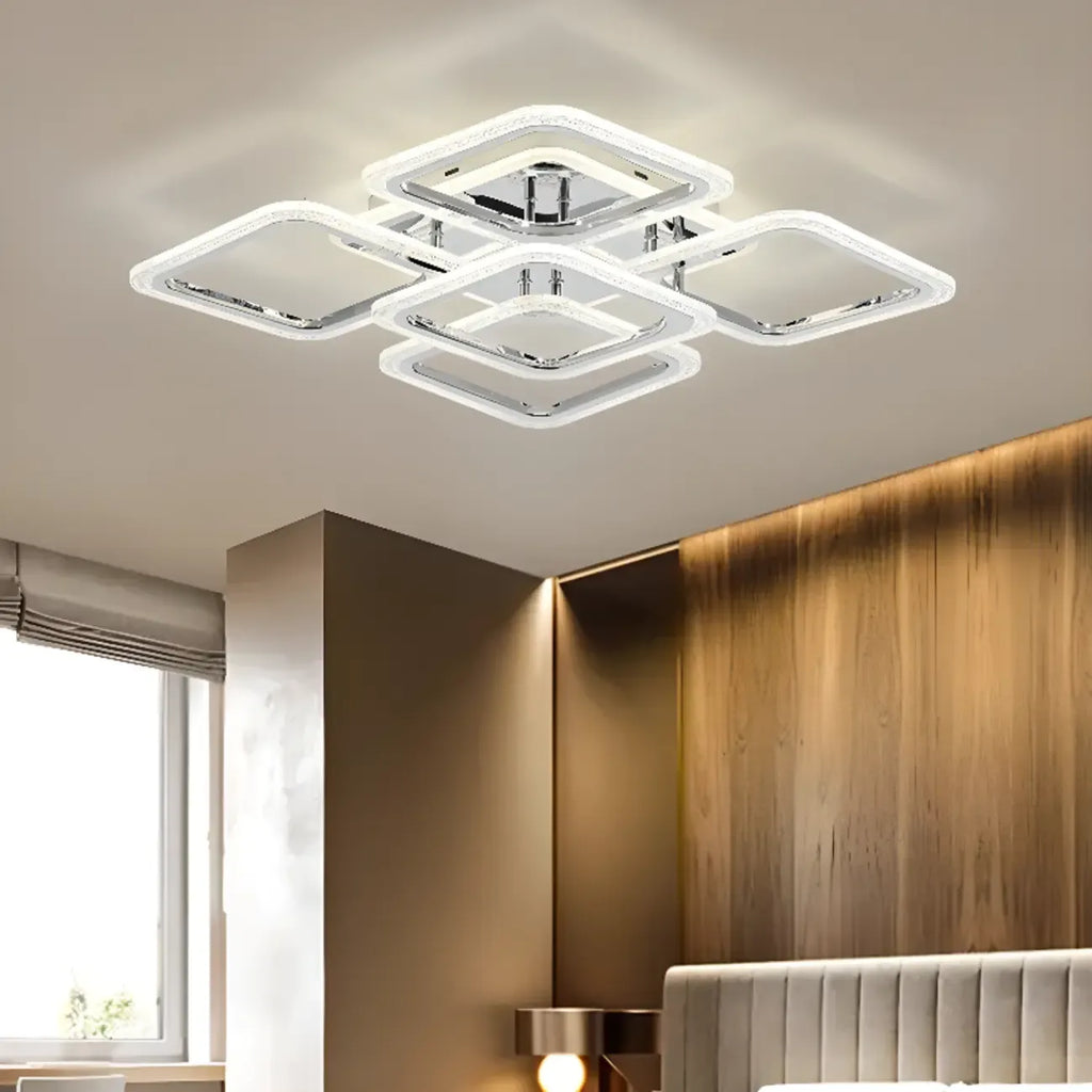 Modern Square LED Semi-Flush Ceiling Light for Living Room