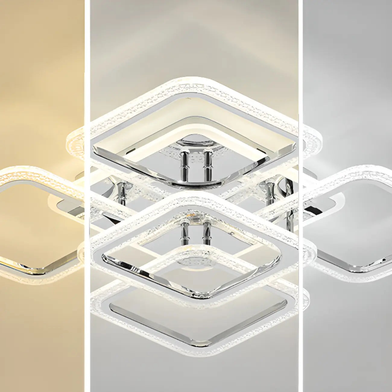 Modern Square LED Semi-Flush Ceiling Light for Living Room