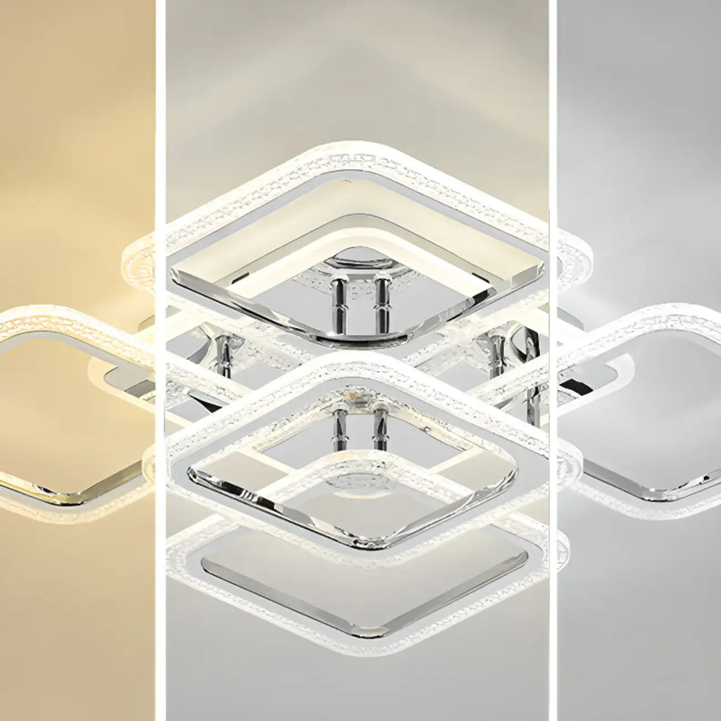 Modern Square LED Semi-Flush Ceiling Light for Living Room