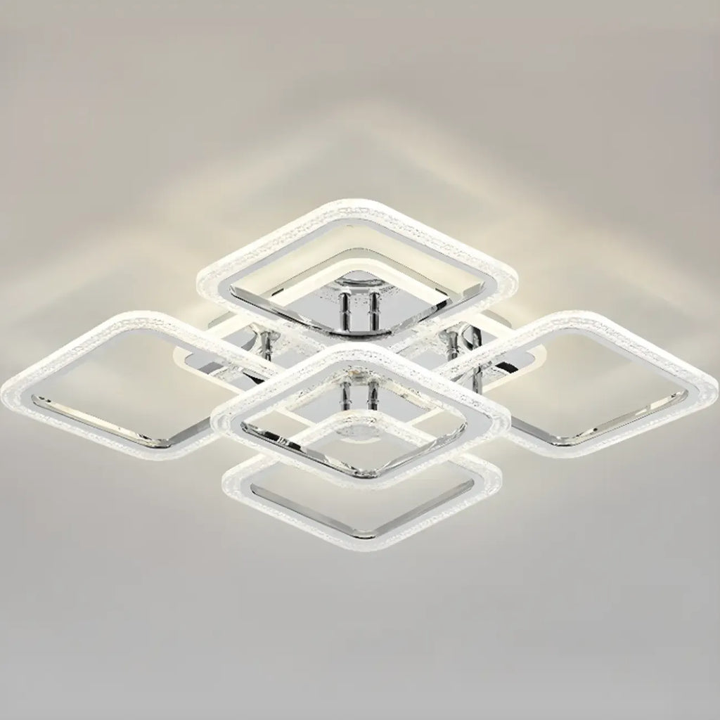 Modern Square LED Semi-Flush Ceiling Light for Living Room
