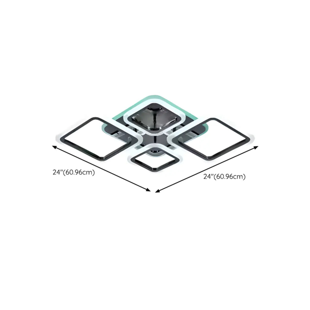 Modern Square LED Semi-Flush Ceiling Light for Living Room