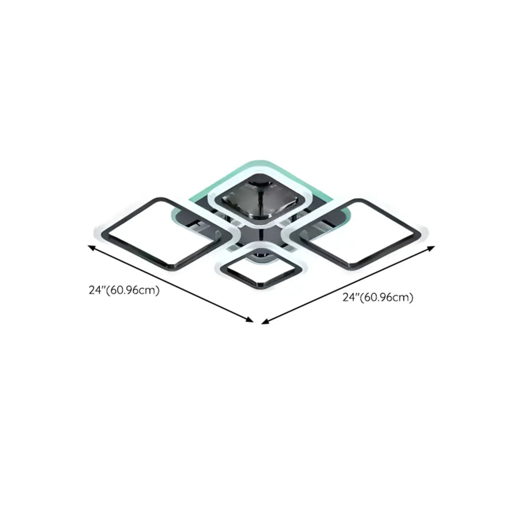 Modern Square LED Semi-Flush Ceiling Light for Living Room