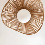 Oriental LED Semi-Flush Ceiling Light with Rattan Shade