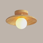 Simple Wooden Semi Flush Ceiling Light for Indoor Use