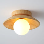 Simple Wooden Semi Flush Ceiling Light for Indoor Use