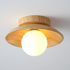 Simple Wooden Semi Flush Ceiling Light for Indoor Use