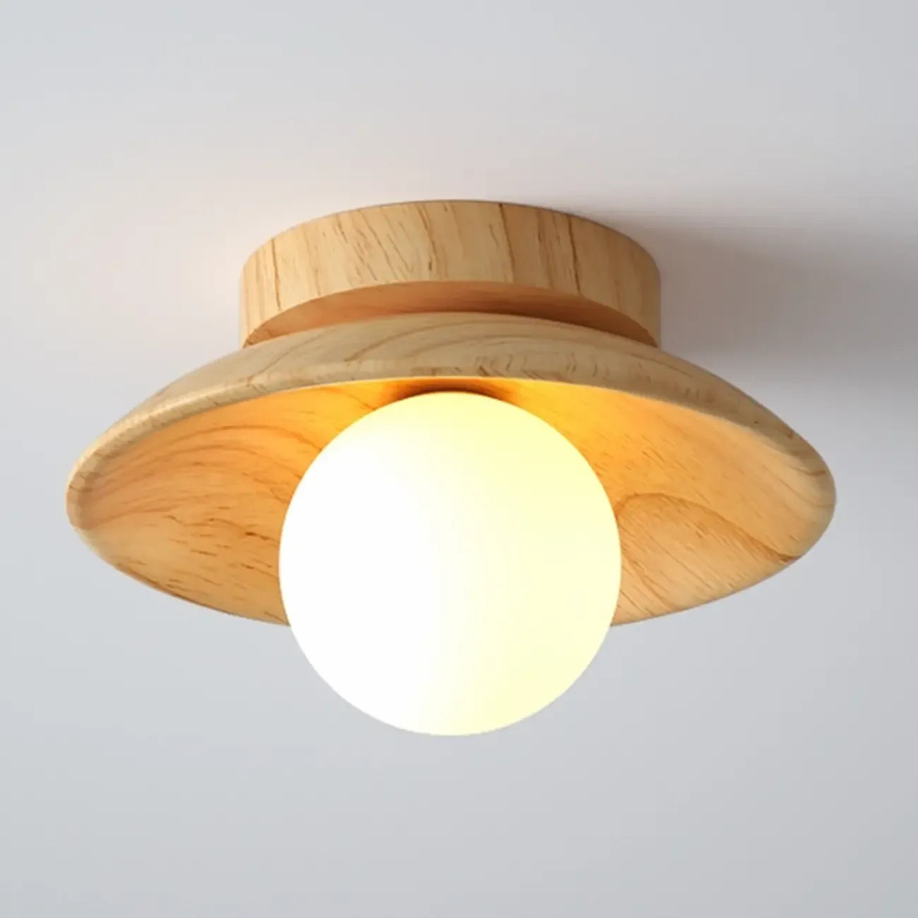 Simple Wooden Semi Flush Ceiling Light for Indoor Use