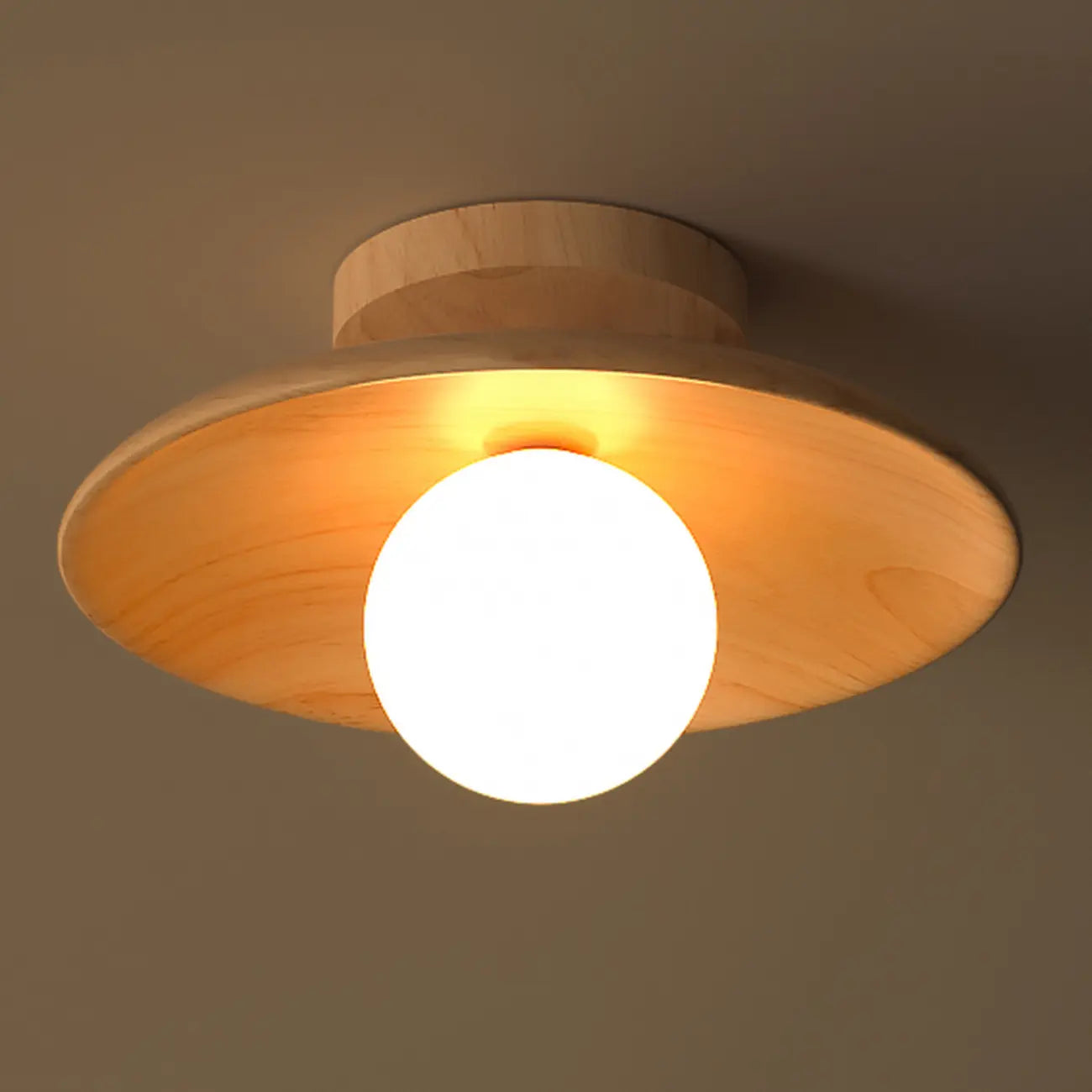 Simple Wooden Semi Flush Ceiling Light for Indoor Use