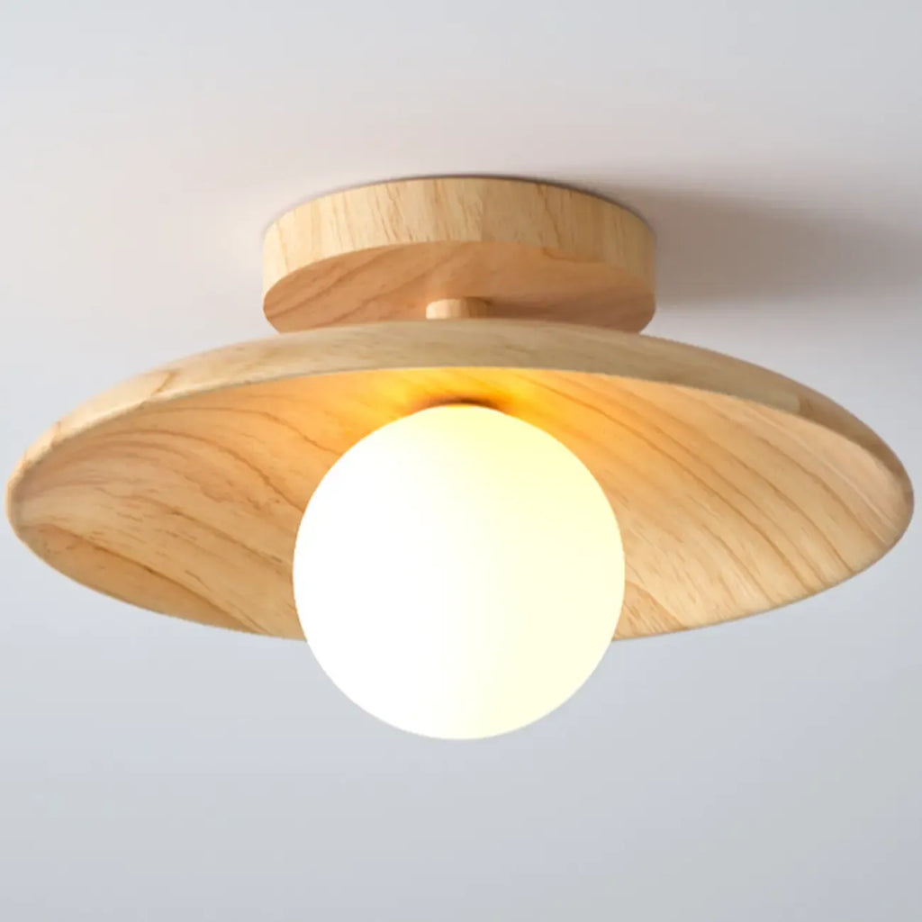 Simple Wooden Semi Flush Ceiling Light for Indoor Use