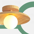 Simple Wooden Semi Flush Ceiling Light for Indoor Use