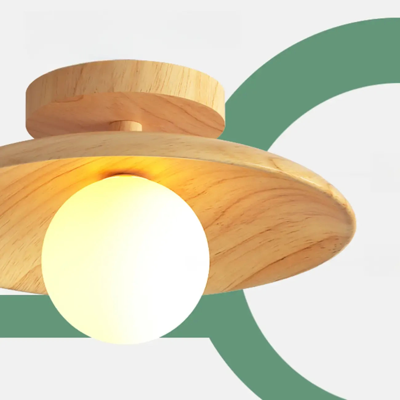 Simple Wooden Semi Flush Ceiling Light for Indoor Use