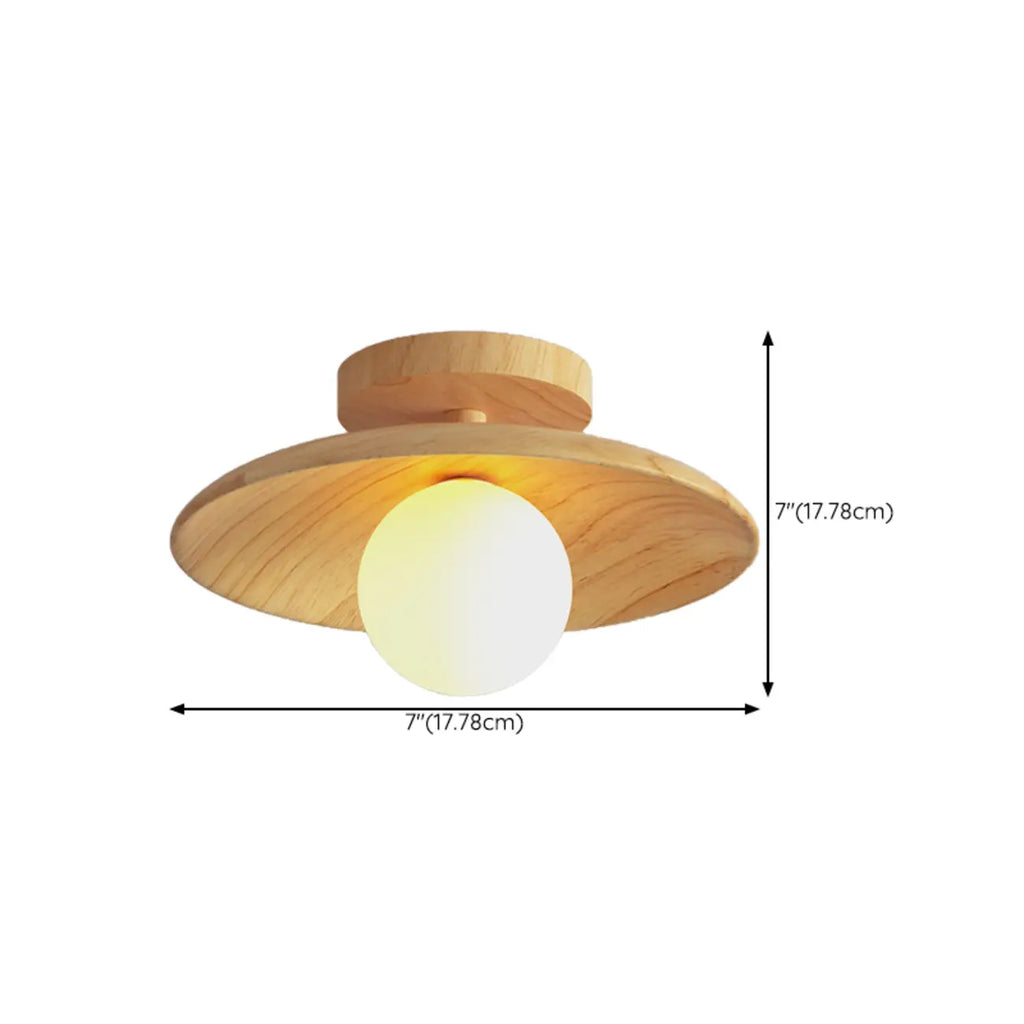 Simple Wooden Semi Flush Ceiling Light for Indoor Use