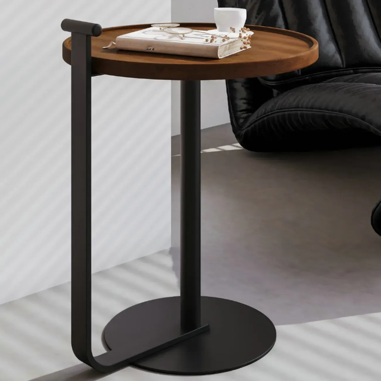 Minimalist Round Steel Base Coffee Table for Living Room