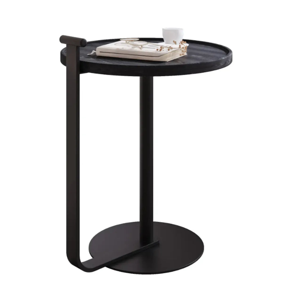 Minimalist Round Steel Base Coffee Table for Living Room