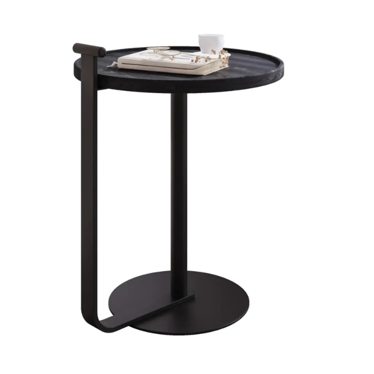 Minimalist Round Steel Base Coffee Table for Living Room