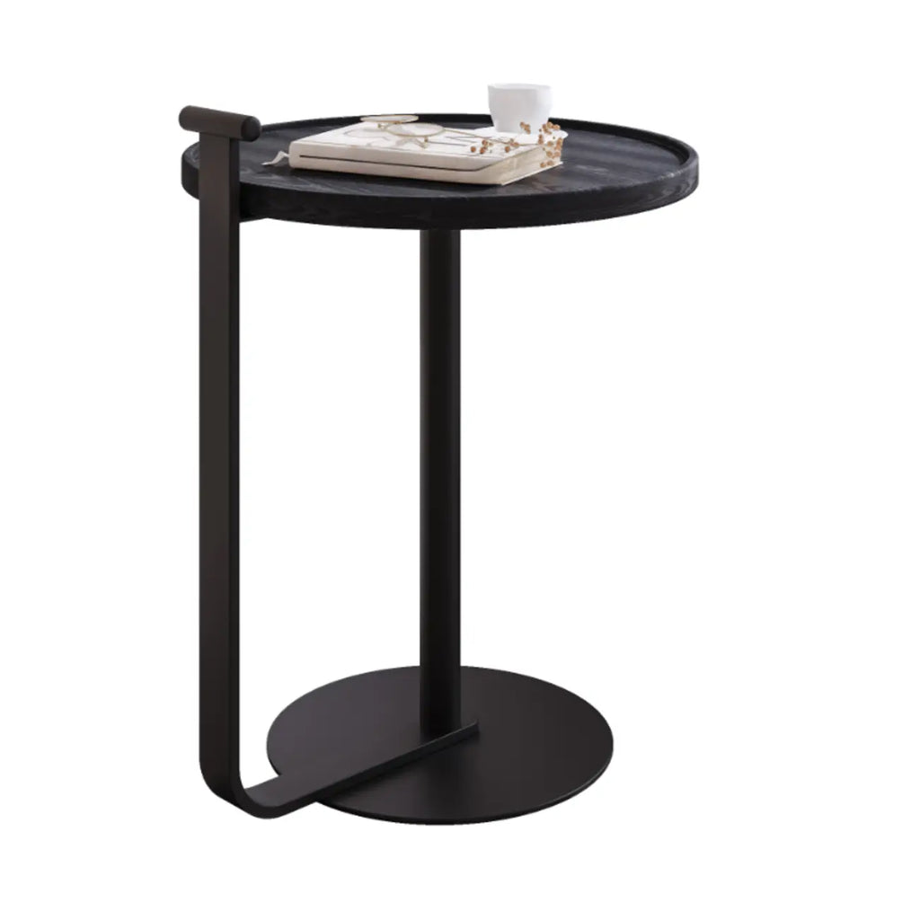 Minimalist Round Steel Base Coffee Table for Living Room