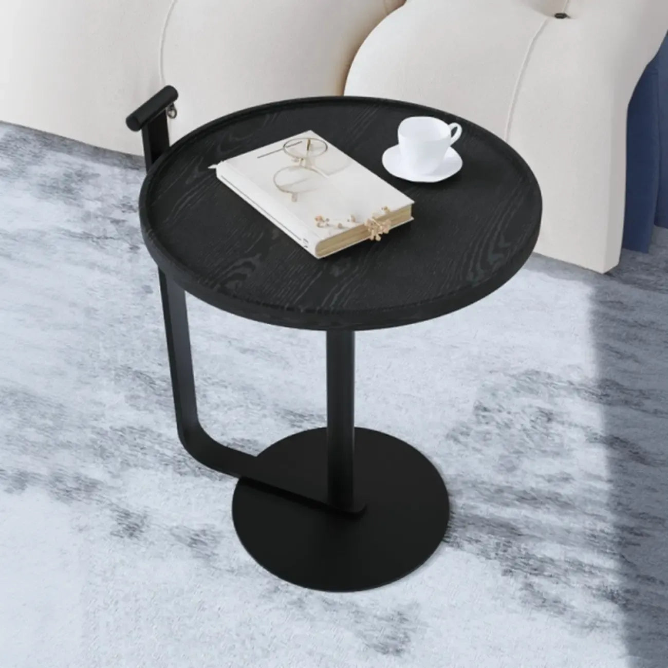 Minimalist Round Steel Base Coffee Table for Living Room