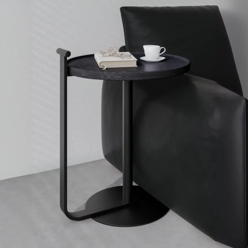 Minimalist Round Steel Base Coffee Table for Living Room